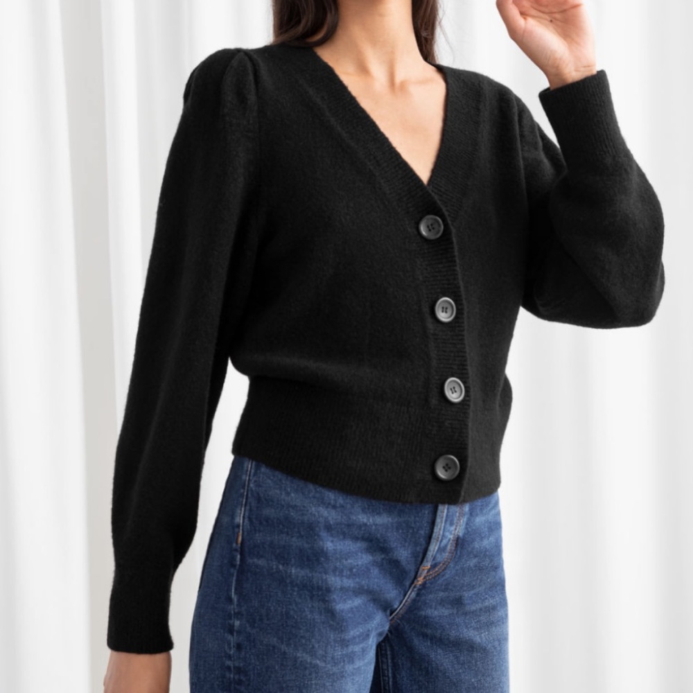& Other Stories Black Wool Cardigan Sweater